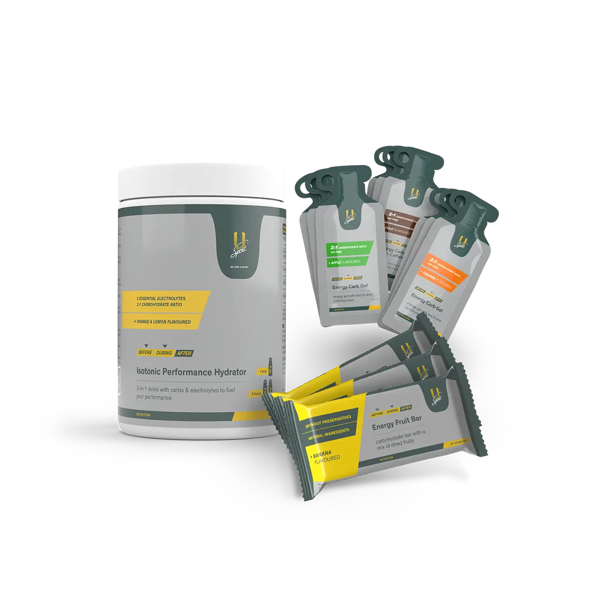 Nutrition Performance Bundle sportvoeding pakket U-Sport gels isotone sportdrank energy bar