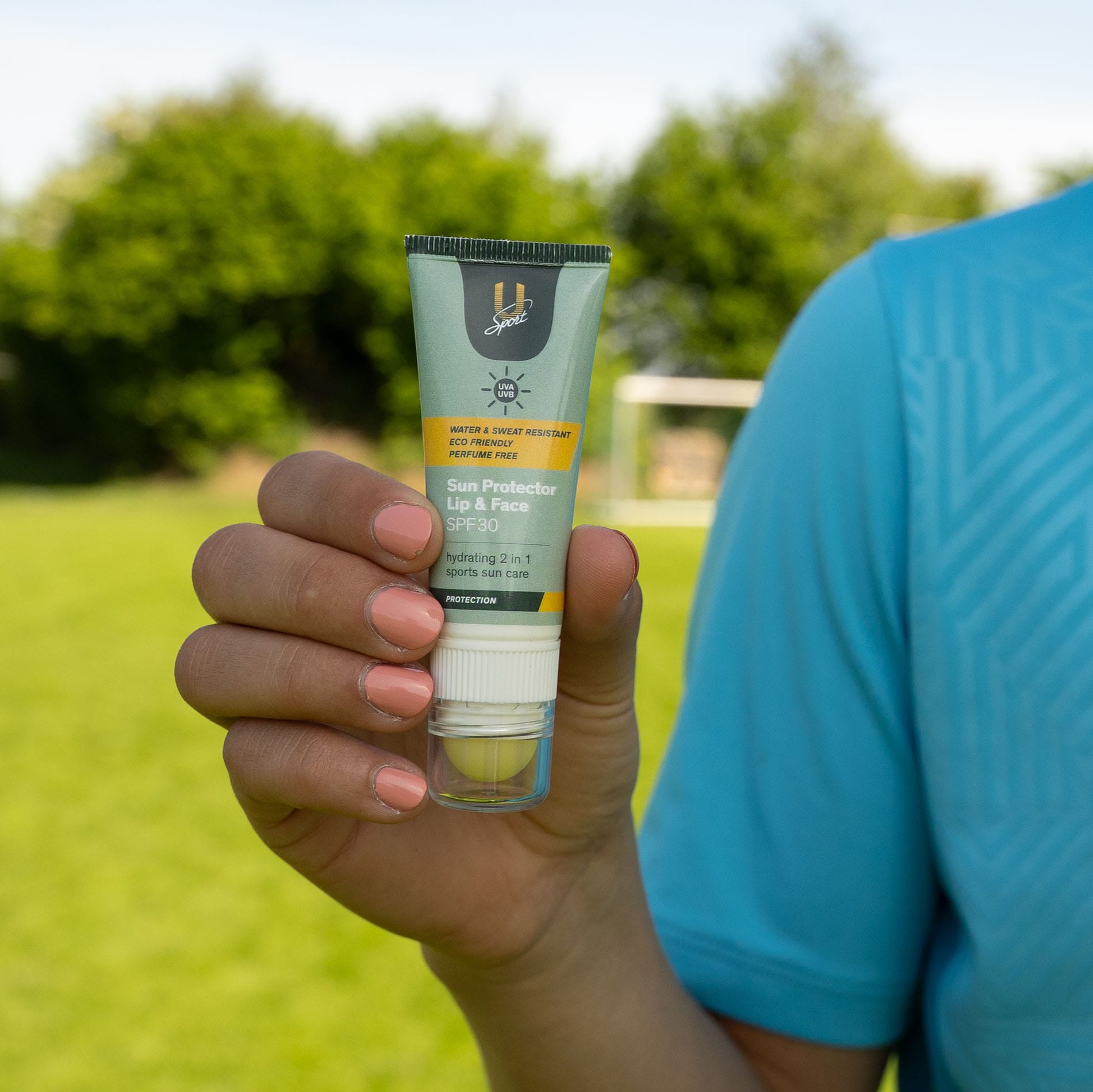 Sun Protector Lip & Face zonnebrand gezicht + Sun Protector sport zonnebrand voetbal