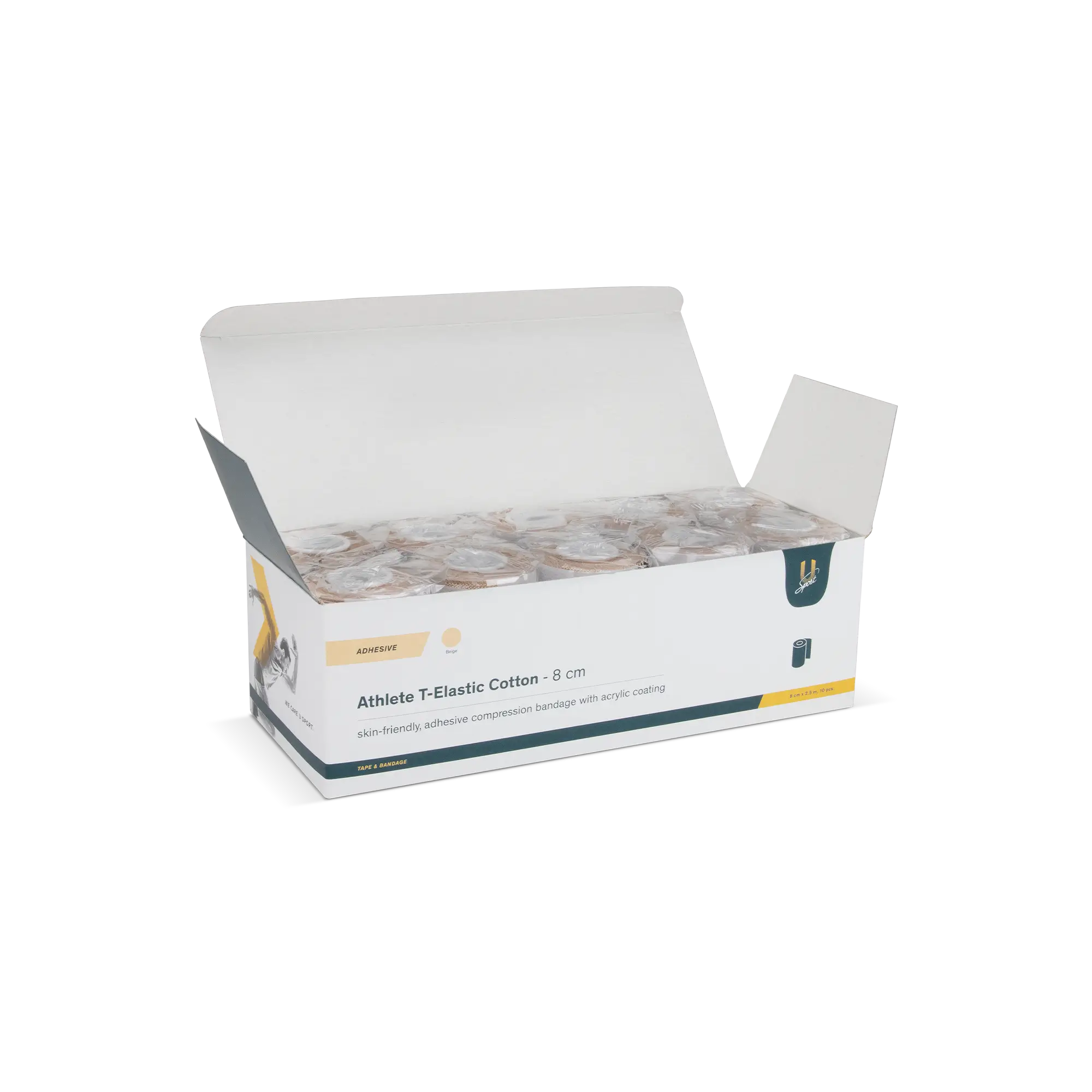 Athlete T-Elastic Cotton 8 cm x 4,5 m 10 stuks open kleefverband