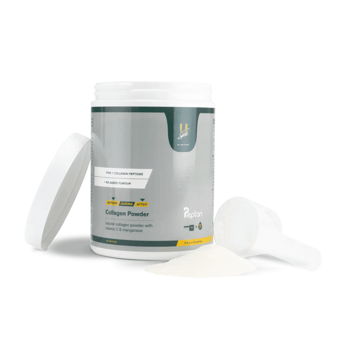 Collageen poeder 450 gram U-Sport Collagen Powder bindweefsel gewrichten pot met schepje
