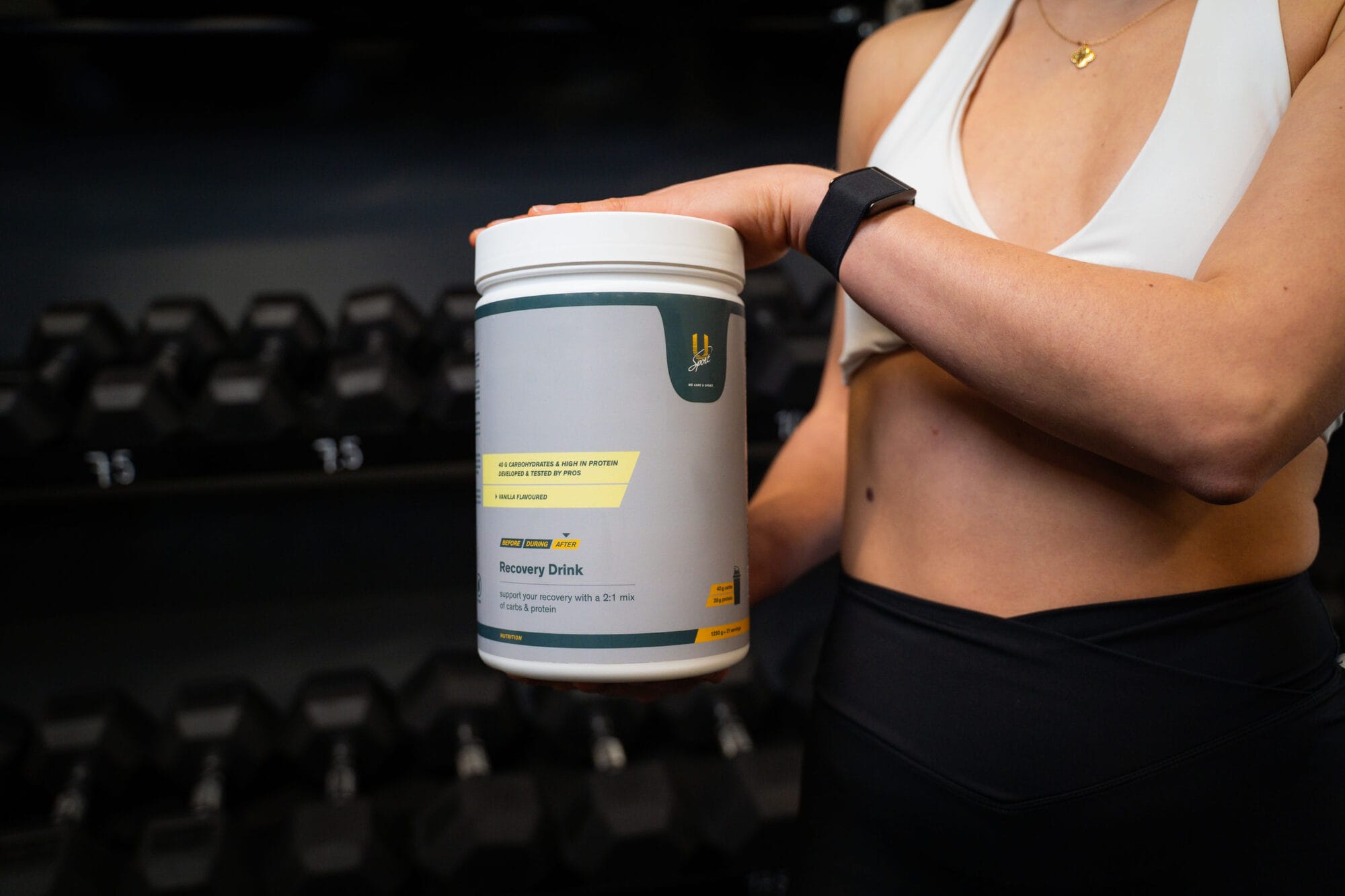 Recovery Drink hersteldrank sportschool liggend U-Sport