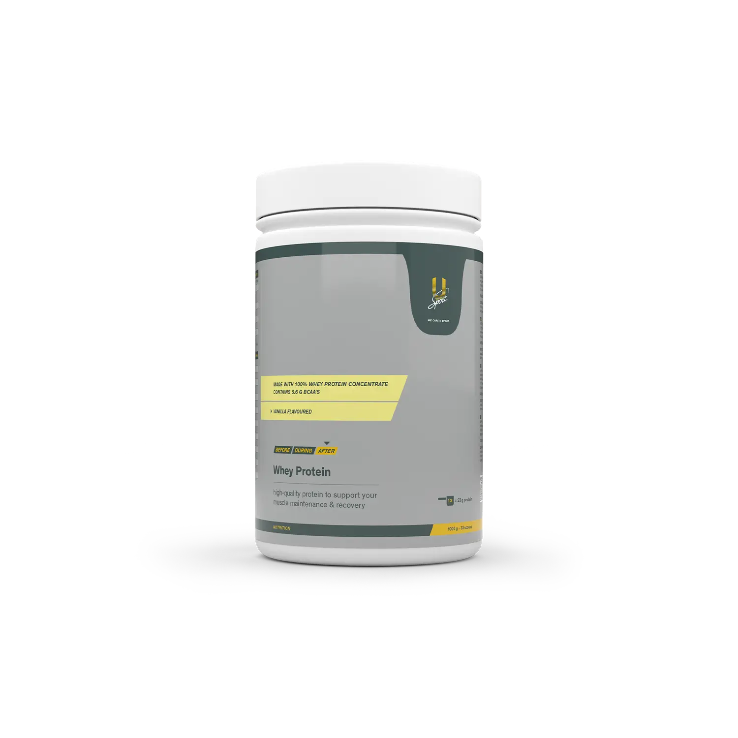 U-Sport Whey Protein eiwitpoeder Vanille 1000g eiwitpoeder met BCAA’s voor spieropbouw en herstel