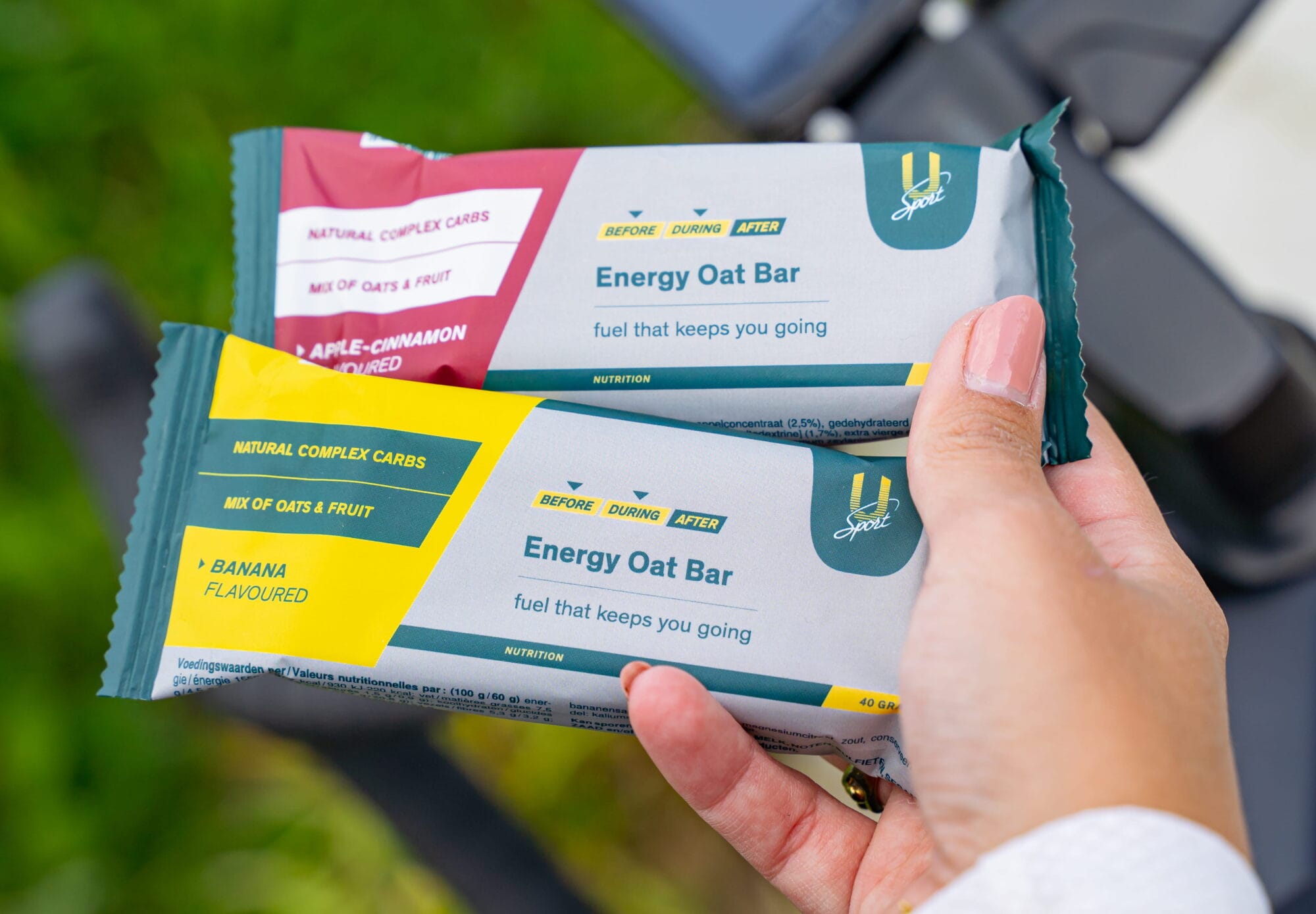 Energy Oat Bar van U-Sport met havermout en banaan en appel-kaneel voor sportieve prestaties