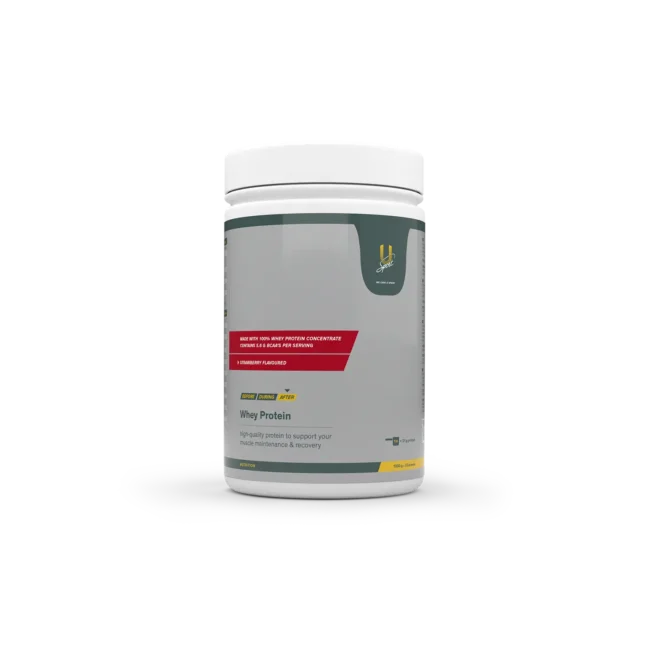 U-Sport Whey Protein eiwitpoeder Aardbei 1000g eiwitpoeder met BCAA’s voor spieropbouw en herstel