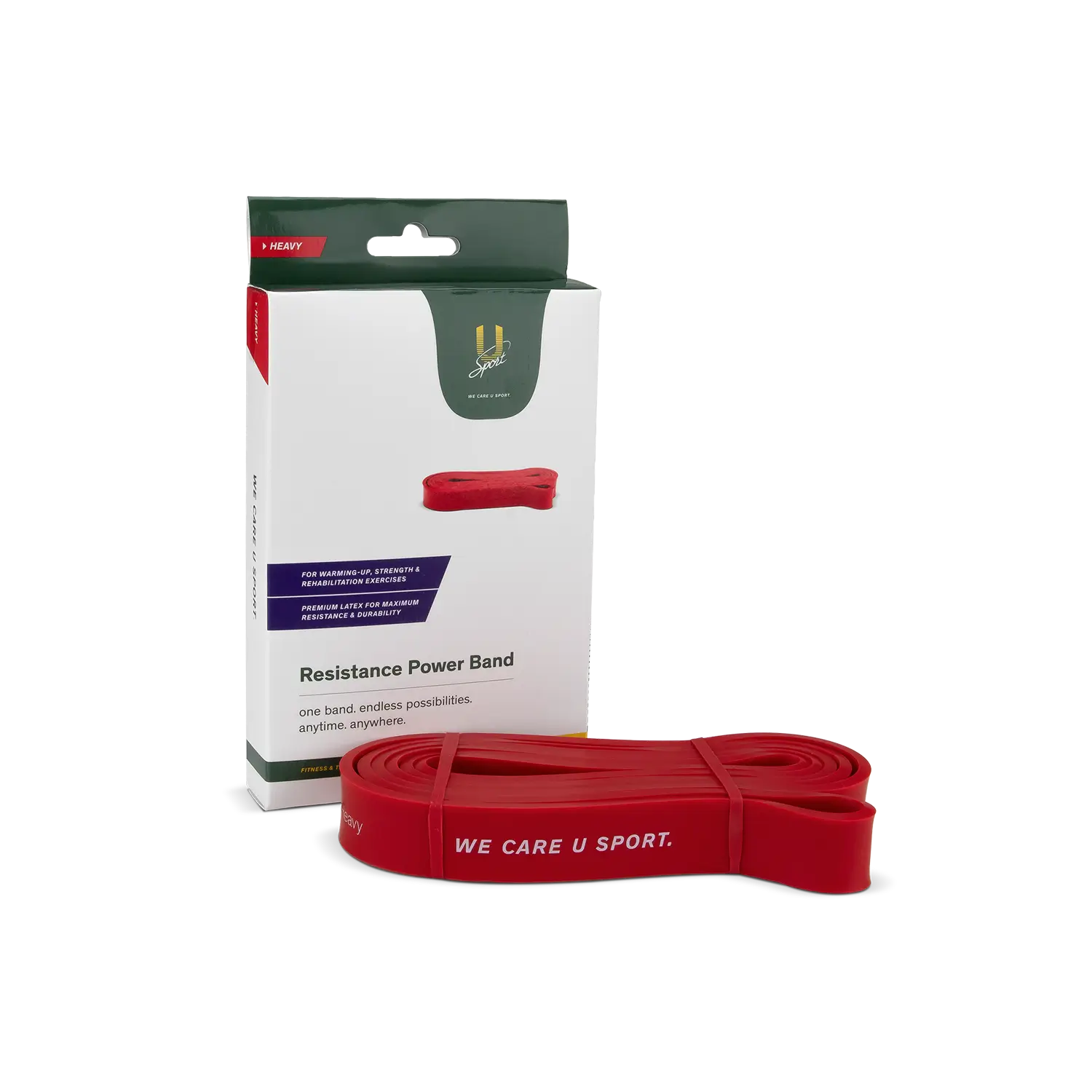 Resistance Power Band Rood - zwaar weerstandsband fitness voor kracht, stabiliteit en mobiliteit met doosje