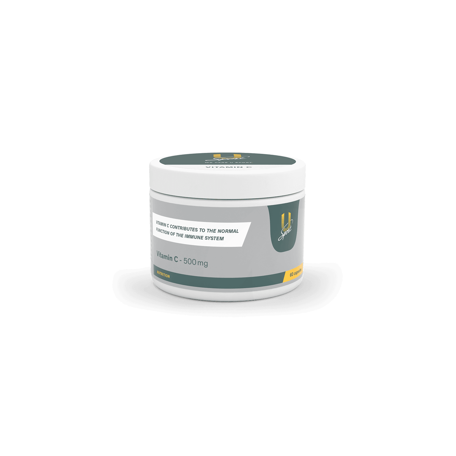 Vitamine C capsules 60 stuks in een potje U-Sport. voedingssupplement