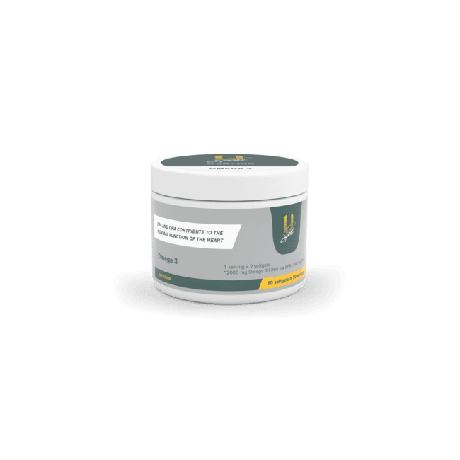 Omega 3 capsules uit visolie U-Sport. Potje met 60 capsules. voedingssupplement