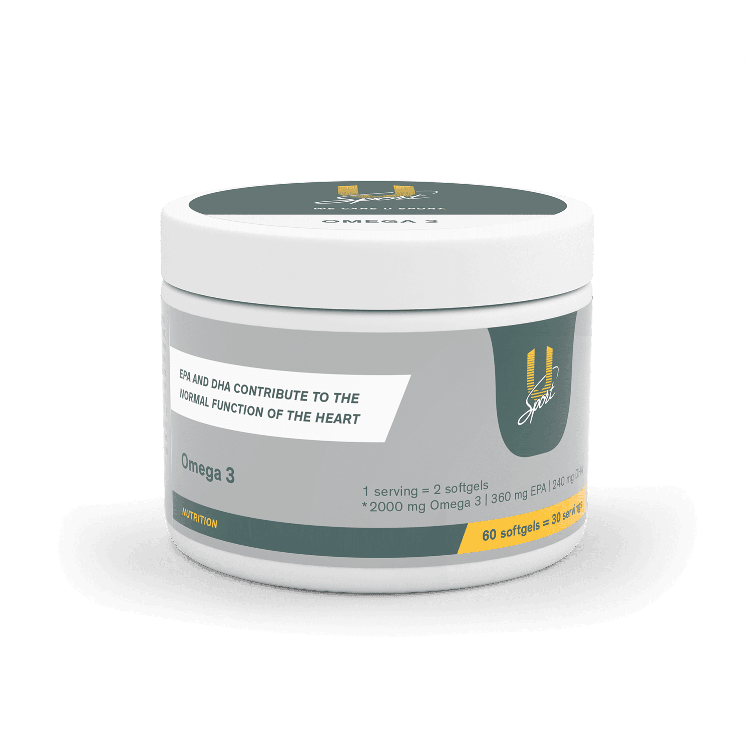 Omega 3 capsules uit visolie U-Sport. Potje met 60 capsules. voedingssupplement