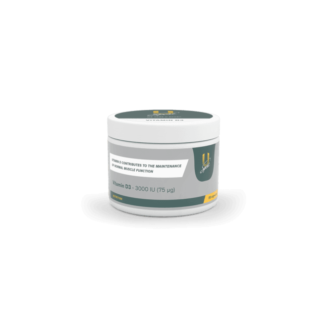 Vitamine D3 capsules 90 stuks in een potje U-Sport voedingssupplement, Vitamin D3