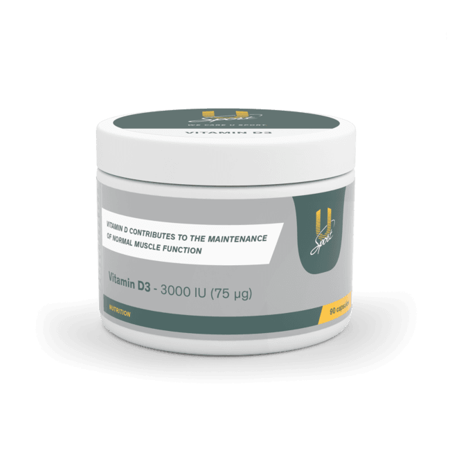 Vitamine D3 capsules 90 stuks in een potje U-Sport voedingssupplement, Vitamin D3