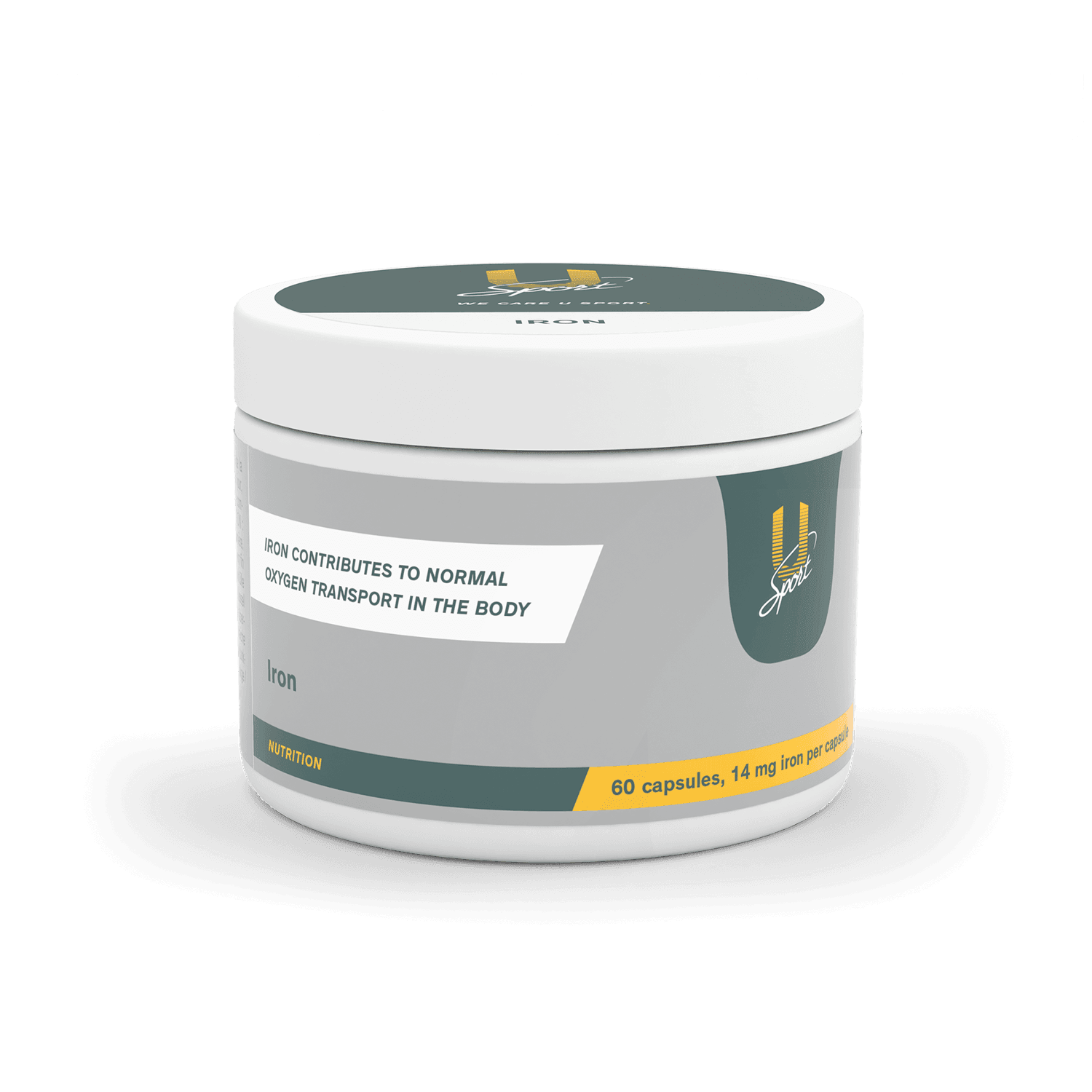 Ijzer - Iron capsules 60 stuks in een potje U-Sport voedingssupplement