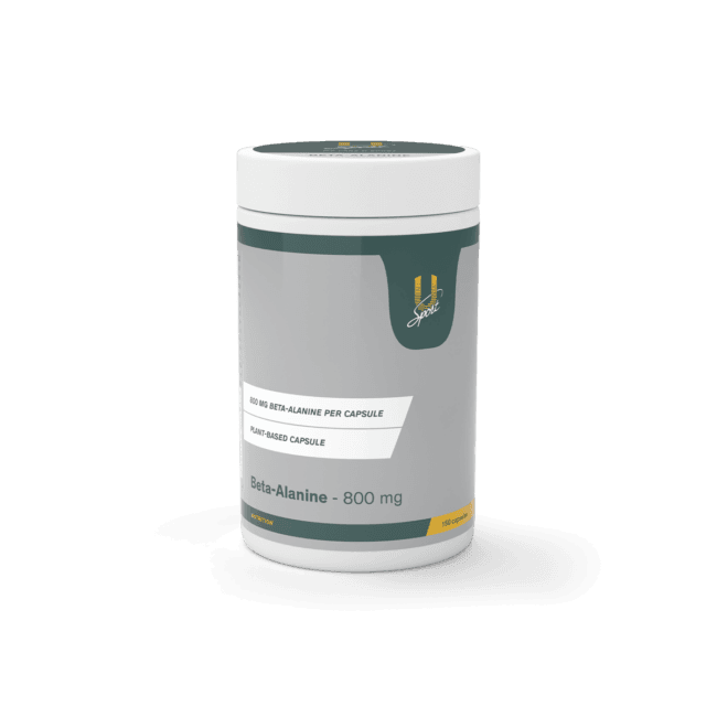 U-Sport Beta Alanine capsules in een opt van 150 stuks. Vegan en met 800 mg beta alanine.