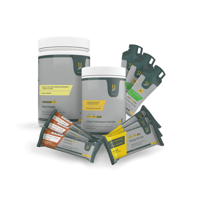 Nutrition Essentials Bundle sportvoeding pakket eiwitpoeder isotone sportdrank energy gel energy bar eiwitreep protein bar